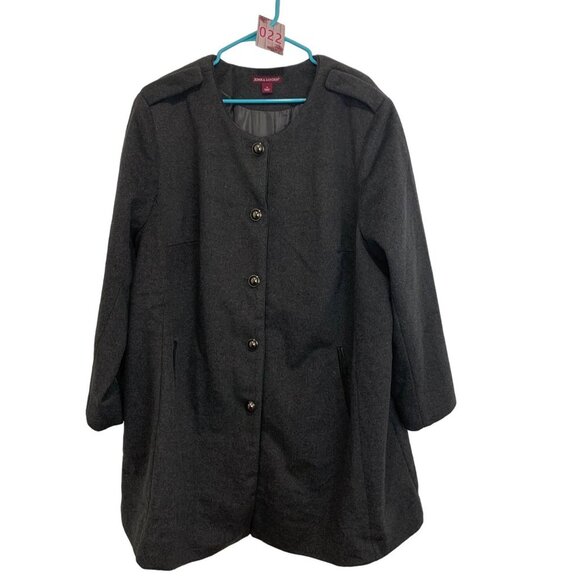 Jessica London Coat Womens 24 Charcoal Gray Wool Blend Jacket Button Front - Picture 1 of 8